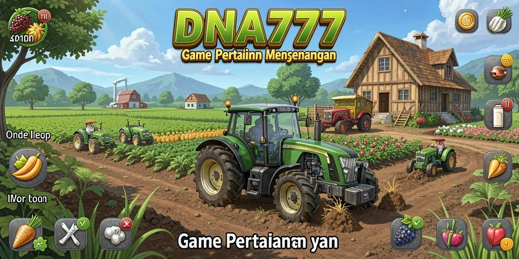 Tampilan gameplay menarik dari DNA777 dengan suasana pertanian yang hidup.