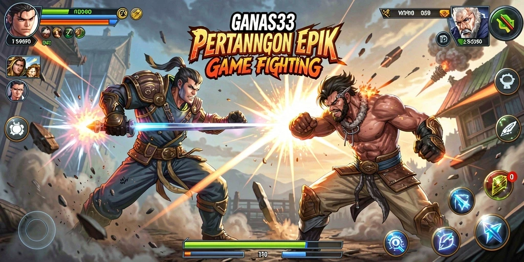 Tangkapan layar dari gameplay pertarungan seru di GANAS33.