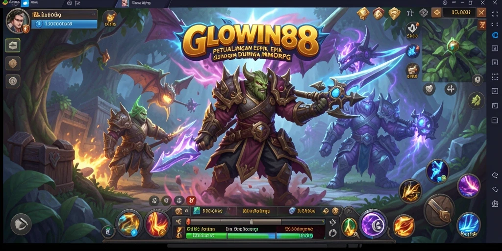 Tampilan gameplay menakjubkan dari GLOWIN88 dalam dunia MMORPG.
