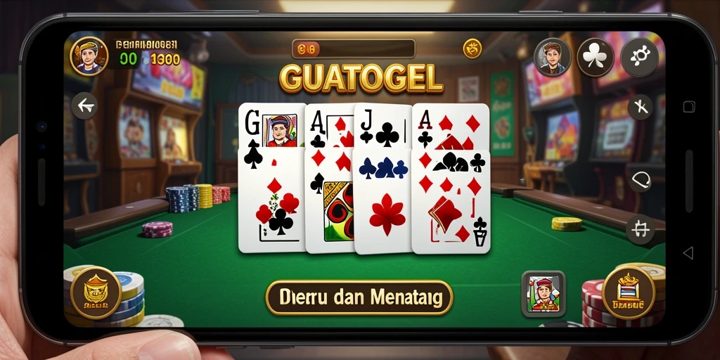 Tampilan dinamis gameplay GUATOGEL saat bermain Domino.