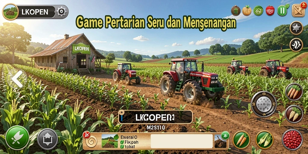 Gameplay seru LKOPEN dengan berbagai aktivitas pertanian.