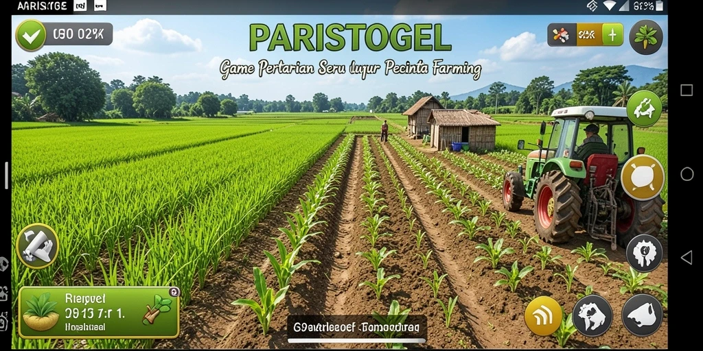 Tampilan gameplay seru di PARISTOGEL dengan ladang hijau subur.