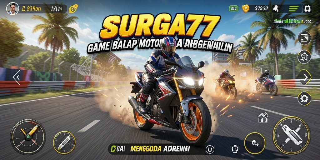 Gameplay SURGA77 yang menegangkan di lintasan balap motor.